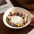 Ceramic yogurt bowl 6 inch white cereal bowl fruit salad bowl breakfast tableware - 6 Inches / Matte White