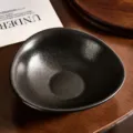 Matte black ceramic bowl irregular fruit salad bowl cereal breakfast dessert dish - 6 Inches / Matte Black