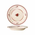 Vintage french style ceramic dinner plate 8 inch with elegant red rose pattern for home. - 8.5-Inch Soup Plate / Red Rose