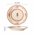Retro ceramic dinner plate featuring elegant tulip floral pattern and red border for home dining. - 8.5-Inch Soup Plate / Tulip