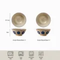 Set de 8 pouces bols a nouilles en ceramique japonaise, bols a soupe a pois, 2 pcs. - Bol à nouilles nervuré 8 pouces - Chunying - Lot de 2