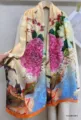 Traditional Chinese vintage imitation silk floral long scarf elegant shawl for women summer sun protection - 15