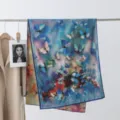 Retro butterfly printed silk scarf, elegant double-sided shawl for women, stylish neck wrap. - Style 17
