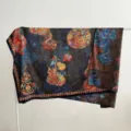 Nuovo foulard grande stile cinese 140x140cm sciarpa di seta doppia faccia motivo floreale tradizionale - Doppio materiale – A10