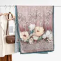 Vintage floral long silk scarf for women, elegant double-sided printed fashion shawl wrap. - Style 19