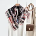 Elegant retro geometric pattern square scarf for women, chic decorative neck scarf and head wrap. - CY-16