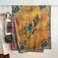 Retro long silk scarf double-sided printed Neo-Chinese vintage yellow shawl for women - Style 23