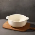 Cream white ceramic double-ear soup bowl 8.5 inch large noodle ramen bowl home tableware - 8.5 Inch Brushed Double Ear Bowl (1400ml) / Creamy White