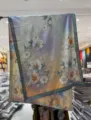New Chinese retro long scarf shawl with exquisite lotus floral print, elegant spring autumn style. - Style-17