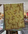 New Chinese vintage silk feel floral print long scarf shawl, elegant yellow double sided design. - Style-21
