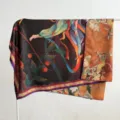 Nuovo grande foulard di seta quadrato stile cinese, sciarpa stampata doppia faccia. - Doppio tessuto - A24