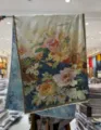 New Chinese retro floral print long scarf shawl, elegant double sided botanical design for women. - Style-22