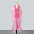 Chinesischer Stil Gradient Rosa Schal Damen Sonnenschutz Cape Sommer leichte Seide Tuch - Verlaufendes Rosa Tuch mit Posamentenverschlüssen
