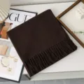 Solid color winter wool scarf for women, thick warm knitted shawl, stylish cozy daily wear. - Coffee