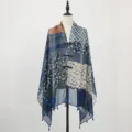 Women ethnic print shawl stylish summer sun protection scarf vintage patchwork design light - Small Geometric Paisley Scarf - Navy Blue