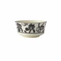 Retro ceramic bowl with black and white floral iris pattern, 15.2cm diameter for home dining. - 6-Inch Simple Rhyme Bowls - Ink Kite Shadow