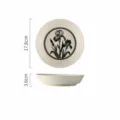 Japanese style ceramic deep plate with elegant black iris flower design, diameter 17.8cm. - 7-Inch Japanese Deep Plate - Ink Kite Pattern