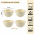 Lot de 4 bols en céramique couleur crème, petits bols à céréales compatibles micro-ondes. - Bol modelé à la main 4,75 pouces - Jaune crème - Lot de 4