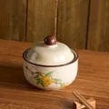 Chinese retro ceramic stew bowl with lid underglaze color loquat pattern soup bowl 400ml - Loquat Branches 400ml