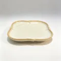 Assiette en ceramique vintage blanc creme bord retro plat de diner 19.5cm vaisselle article - Assiette Carrée Roulée / 8 Pouces