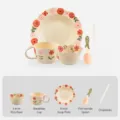 Service Vaisselle Ceramique Fleur Fraiche Bol Soupe Assiette Tasse Cuillere Baguettes 5Pcs - Service de table 5 pièces pour 1 personne