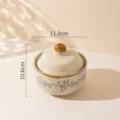 Vintage keramiko skevos me kapaki, 450ml mpola soupas gia kouzina, kompsos anthikos schediasmos. - Σχέδιο πράσινο κλήμα 400 ml