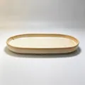 Piatto piano ovale in ceramica beige, eleganti e pratiche stoviglie retrò, 32cm. - Piatto per Pesce Arrotolato / 12,5 Pollici