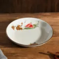 Assiette plate en céramique vintage de 8 pouces motif de pastèque sous glaçure chic - Assiette à Dîner Motif Pastèque / 8 pouces