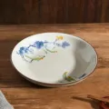 Assiette plate en ceramique retro japonaise avec motif luffa sous glacure, 8 pouces. - Assiette à Dîner Motif Luffa / 8 pouces