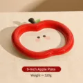 Jolie assiette plate en céramique en forme de pomme vaisselle de dessin animé pour cuisine - Assiette en forme de pomme 9 pouces