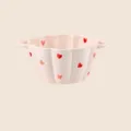 Pink ceramic double ear bowl 6 inch cute heart pattern soup salad cereal fruit bowl tableware - 6 Inches / Pink