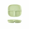 Ceramic divided dinner plate in matcha green, 3-compartment food container for home use. - 8.5 Inch 3-Grid Square Plate / Matcha Green
