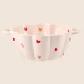 9.5 Inch Ceramic Double Ear Bowl Pink Cute Heart Soup Salad Bowl Tableware 1490ml - 9.5 Inches / Pink