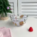 Cute red panda print glass bowl, transparent borosilicate bowl for fruit salad and dessert. - Civet Cat / 5 Inch