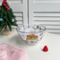 Borosilicate glass salad bowl with cute red panda print, perfect for fruits and desserts. - Civet Cat / 6.5 Inches