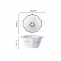 Keramische schattige glimlach gezicht dubbele handgreep kom 6 inch pompoensoep kom voor keuken - 6-inch bloemvormige kom