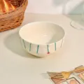 Joli bol à soupe en céramique style INS avec rayures bleues et points pour la maison. - Bol à Riz 4,5 Pouces