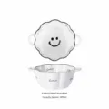 Witte keramische soepkom met twee handvatten en leuke glimlach design, 9.5 inch, 1490ml. - 9.5 Inch Bloemen Soepkom