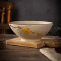 8-inch ceramic noodle bowl with retro loquat pattern, underglaze bowl for daily use. - Loquat Branches / 8 Inch