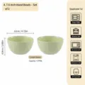 Cream ceramic rice bowls 4.75 inch 2 pieces set, heat resistant for oven and microwave. - 4.75-Inch Hand-Pinch Bowls - Cream Green - Set of 2