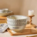Japanese style ceramic soup bowl set, 8 inch large bowls with fish design for home kitchen. - 8 Inch 2 Pack / Happy Fish