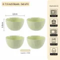 Cream ceramic bowl 4.75 inch hand pinched design 375ml cute tableware set of 4 - 4.75-Inch Hand-Pinch Bowls - Cream Green - Set of 4