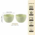 Cream style ceramic rice bowl set, pastel green glazed tableware, daily home soup and ramen bowl. - 4.75-Inch Hand-Pinched Bowls - Cream Green (Set of 6)