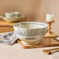 Japanese ceramic 8-inch soup bowl with minimalist fish pattern, large capacity bowl for kitchen. - 8 inch / Happy Fish