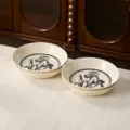 Vintage ceramic soup plates set, 7 inch floral botanical bowls for home kitchen dining use. - 7-inch Deep Plates - 4 Pieces