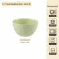Cream style ceramic bowl 4.75 inch pinch design tableware soup noodle bowl home kitchenware - 4.75-Inch Hand-Pinched Bowls - Cream Green - Set of 10