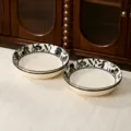 Ceramic deep plate set 8 inch 4pcs, vintage black and white floral kitchen tableware SKU - 8-inch Deep Plates - 4 Pieces