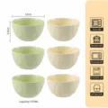 Cream style ceramic rice bowls set of 6, 4.75 inch cute tableware for home kitchen use. - 4.75-inch Hand-pinched Bowls - Cream Yellow & Green - Set of 3