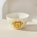Cute ceramic rice bowl with cartoon print underglaze tableware for home daily use kitchen. - 4.7-Inch Hand-Pinched Texture Gourd Bowl