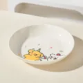 Cute ceramic cartoon plate, underglaze color printed dinnerware, single serving tableware for home use. - 8-Inch Hand-Pinched Deep Round Plate